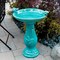 Turquoise Blue Ceramic Birdbath for Garden Patio Deck Yard Weatherproof Pedestal Mount